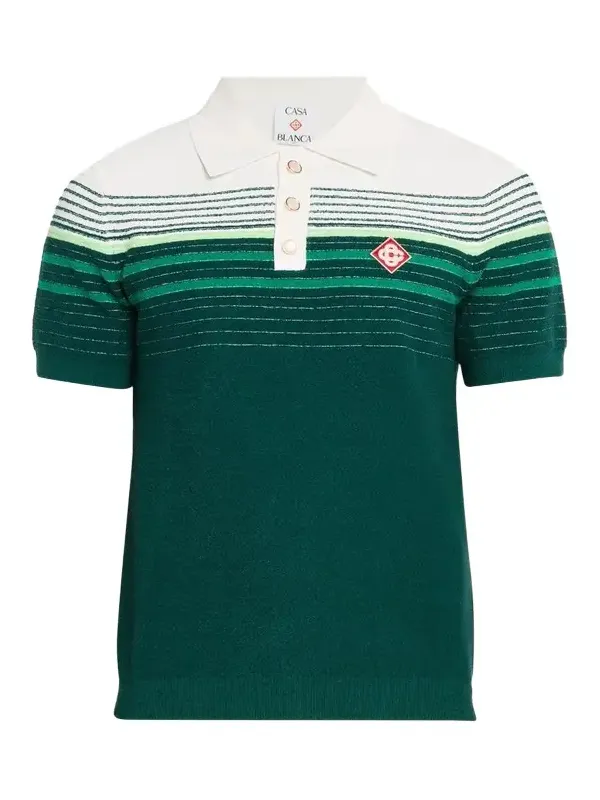 Men's Cotton Blend Stripe Knit Polo Shirt Men's Cotton Blend Stripe Knit Polo Shirt
