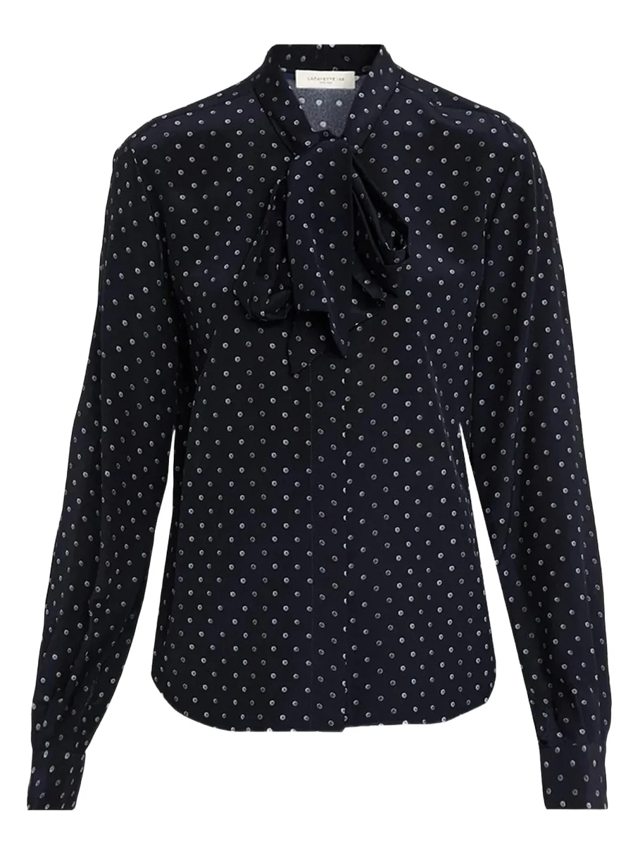 Polka Dot Silk Crepe De Chine Blouse