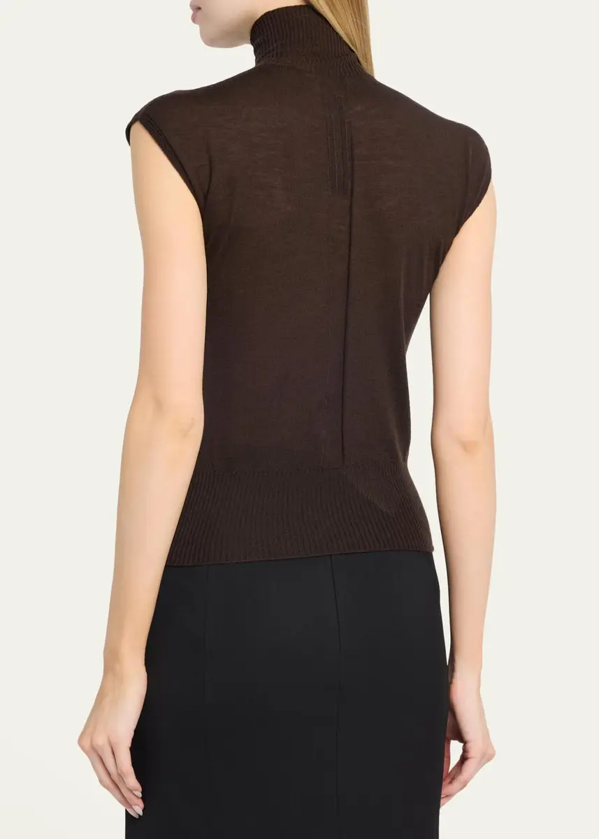 Rick Owens Turtleneck Fine Wool Knit Tank Top | Thumbnail 3