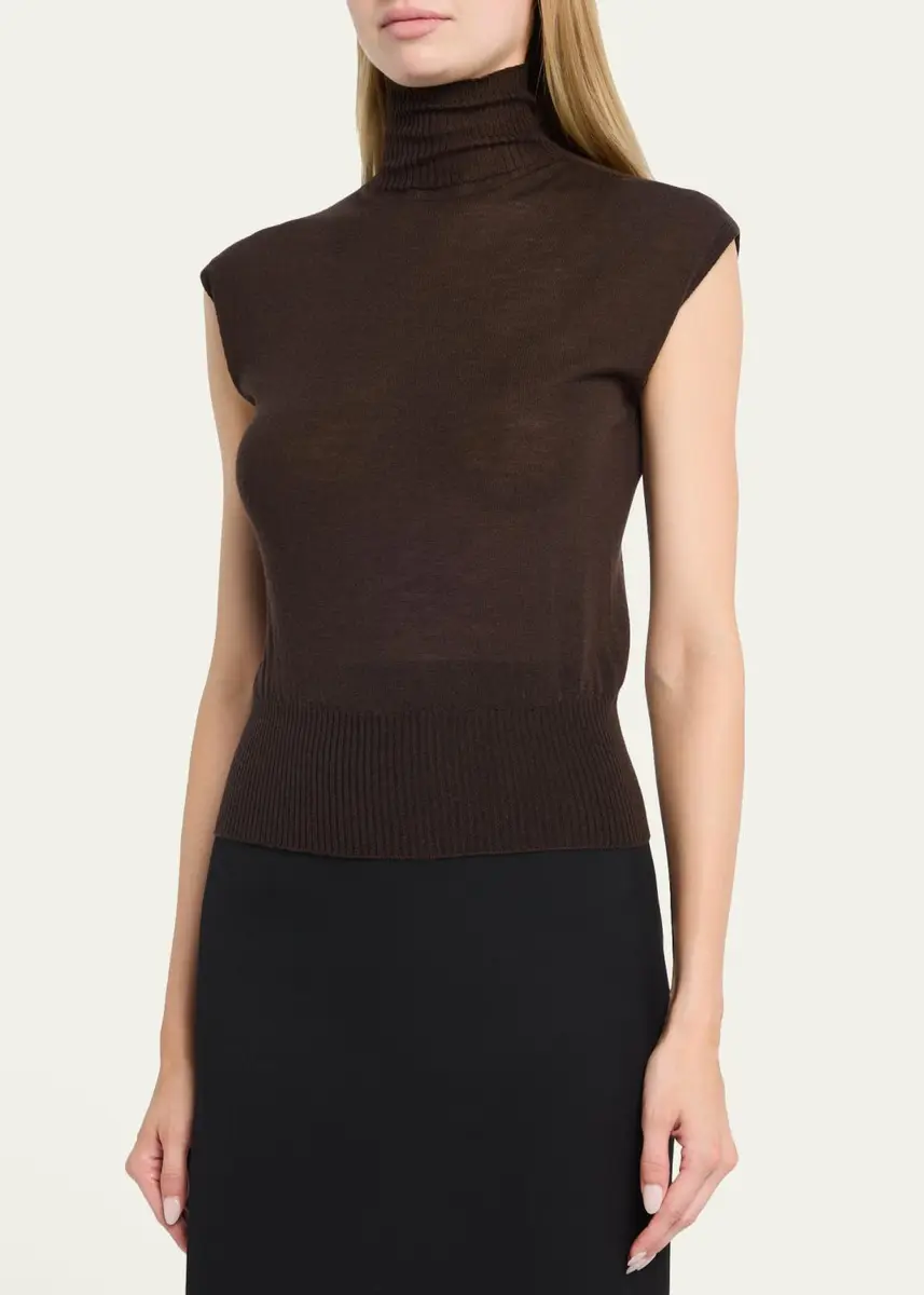 Rick Owens Turtleneck Fine Wool Knit Tank Top | Thumbnail 4