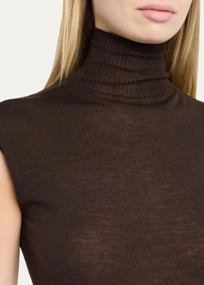 Rick Owens Turtleneck Fine Wool Knit Tank Top | Thumbnail 5