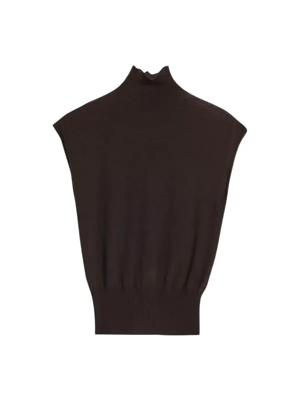Turtleneck Fine Wool Knit Tank Top