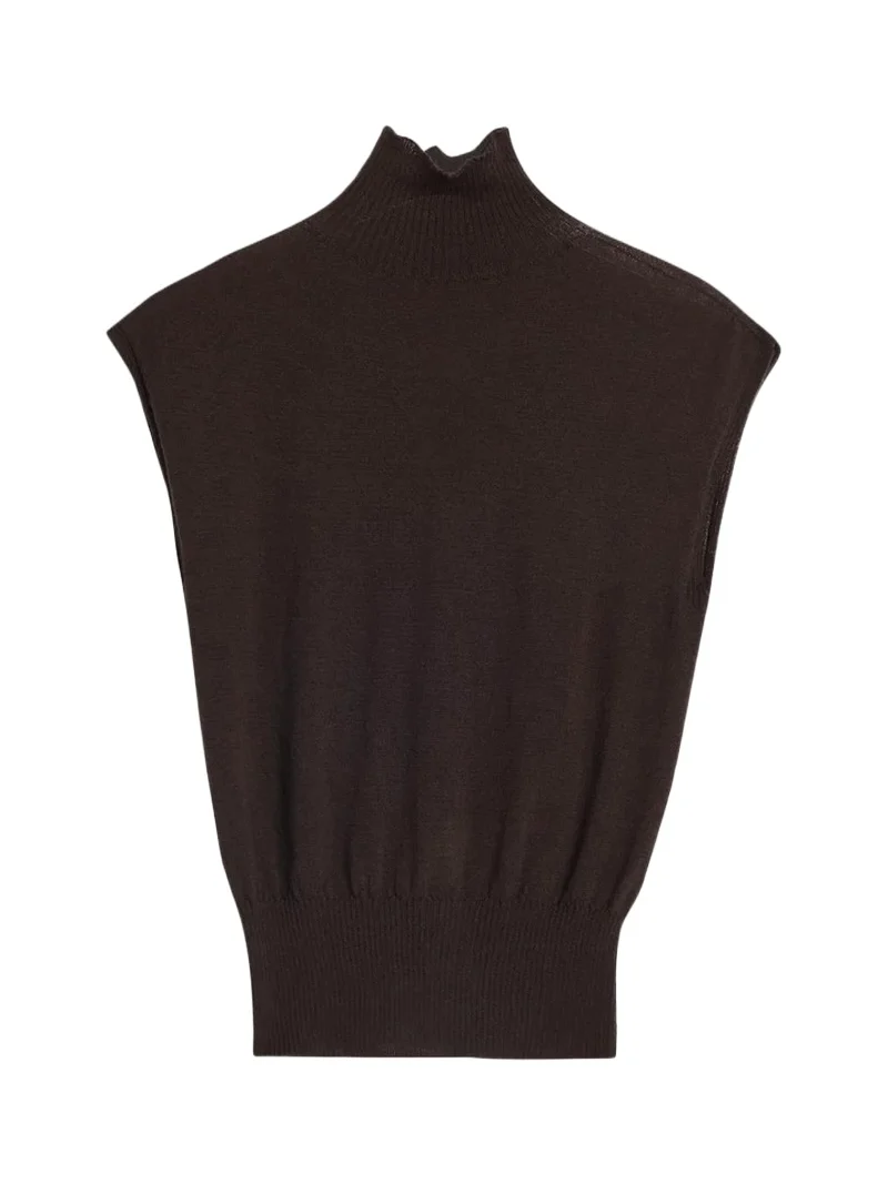 Turtleneck Fine Wool Knit Tank Top Turtleneck Fine Wool Knit Tank Top