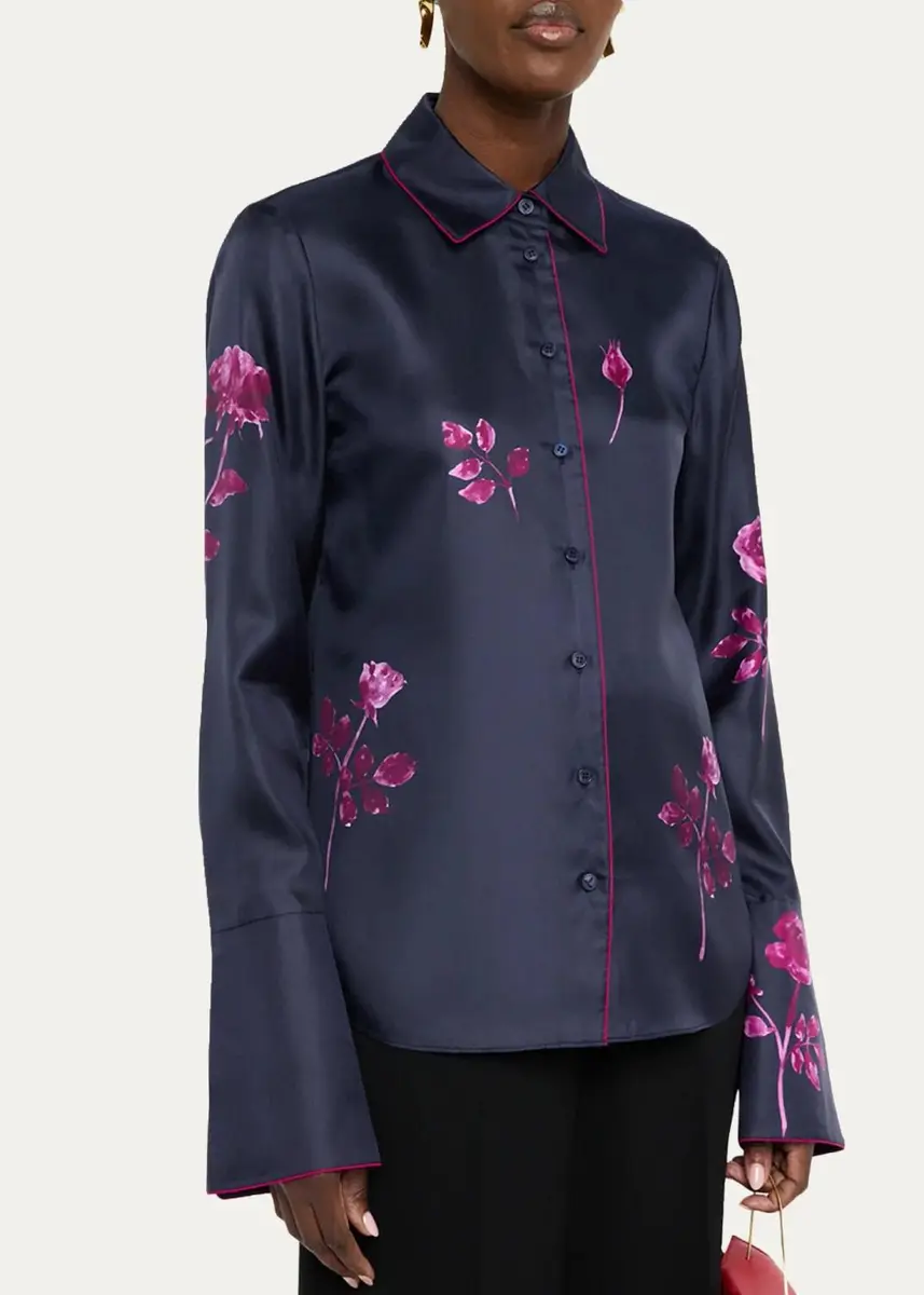 Lafayette 148 New York Floral-Print Silk Twill Blouse | Thumbnail 4 Lafayette 148 New York Floral-Print Silk Twill Blouse | Thumbnail 4