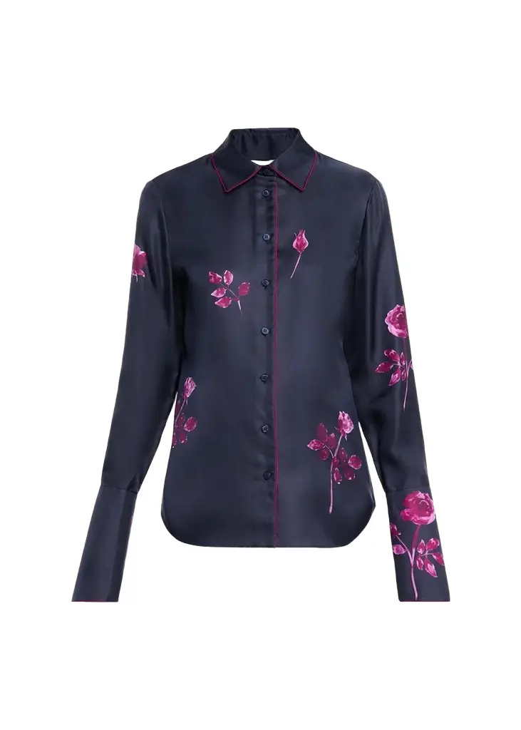 Lafayette 148 New York Floral-Print Silk Twill Blouse | Image 1 Lafayette 148 New York Floral-Print Silk Twill Blouse | Image 1