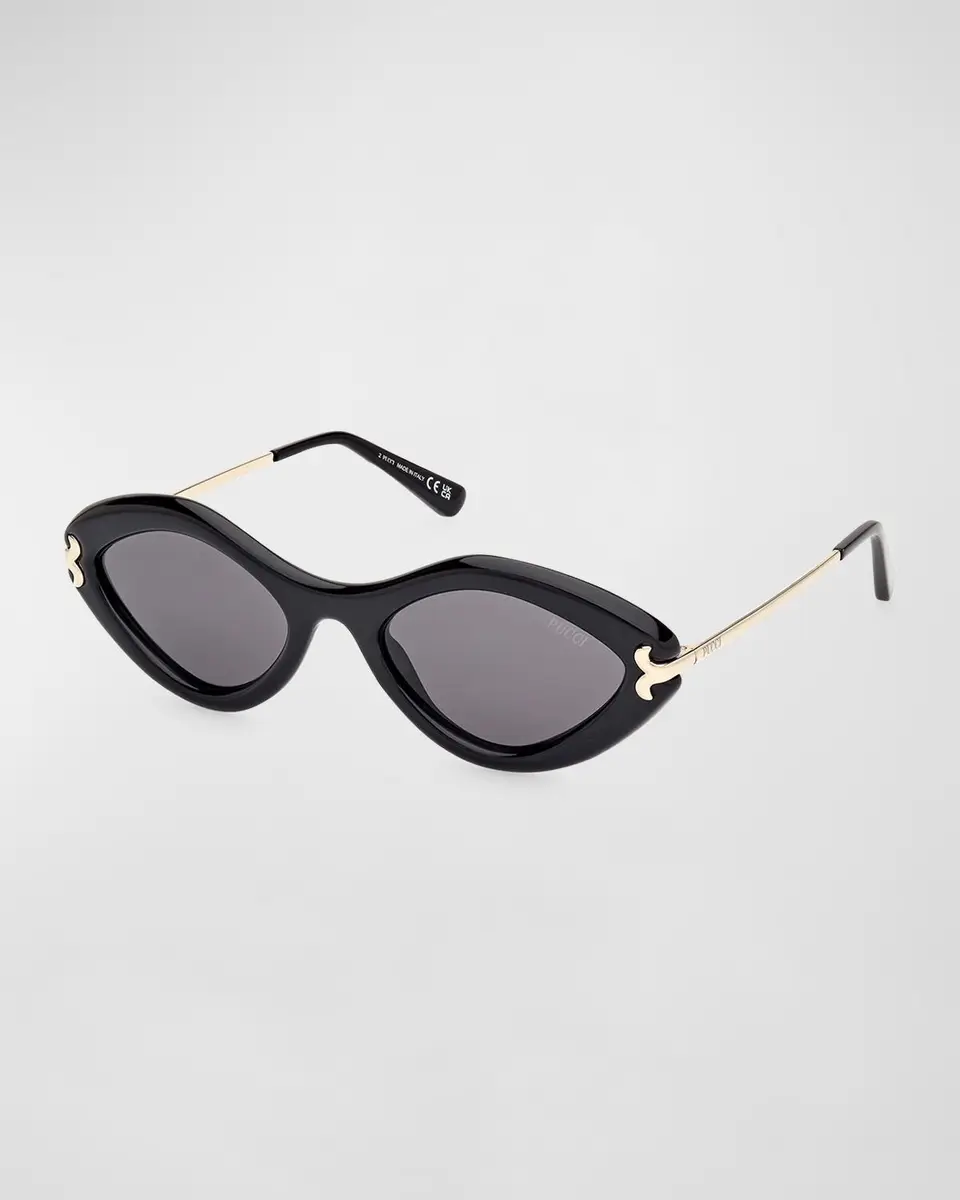 PUCCI Logo Acetate & Metal Oval Sunglasses | Thumbnail 3 PUCCI Logo Acetate & Metal Oval Sunglasses | Thumbnail 3