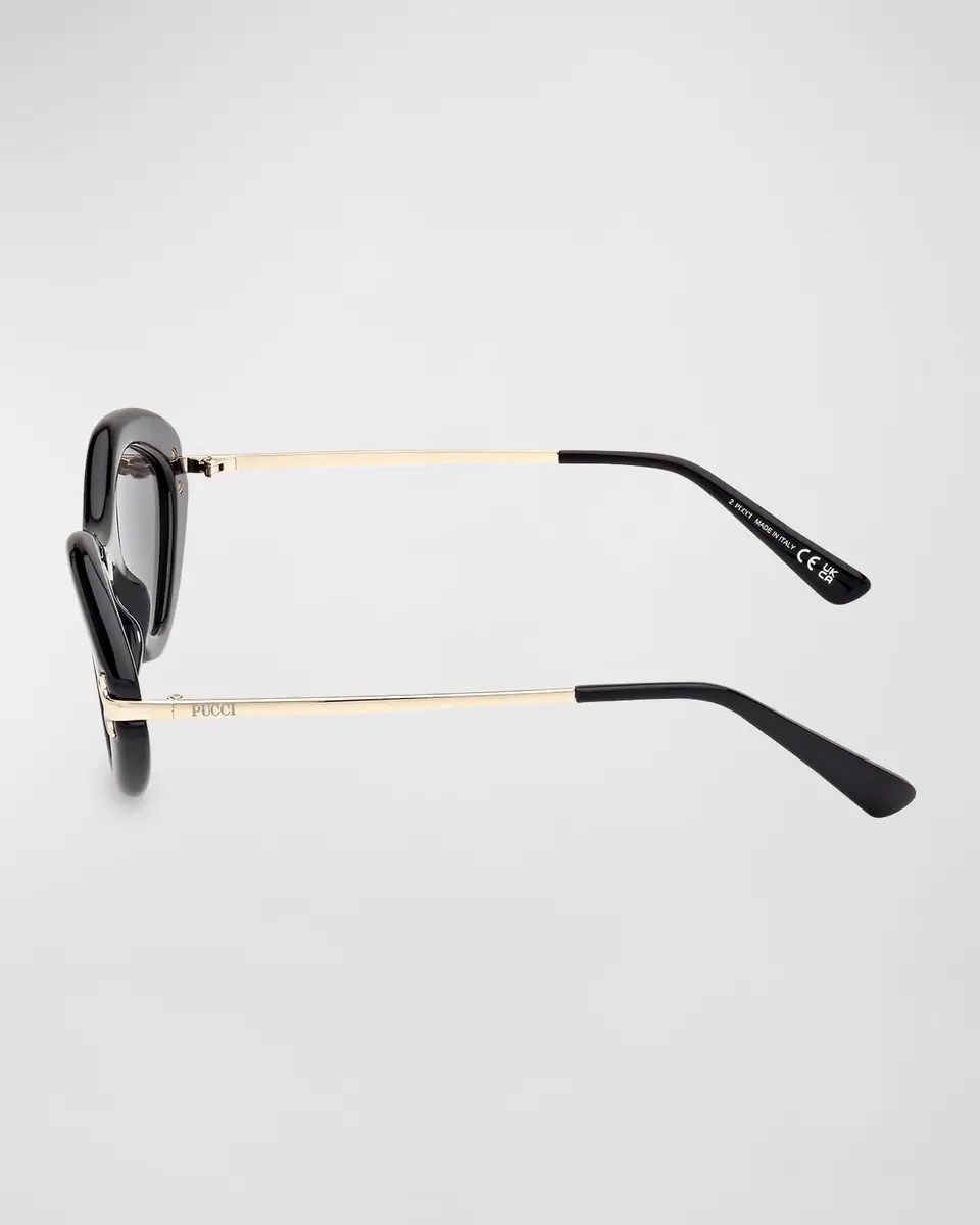 PUCCI Logo Acetate & Metal Oval Sunglasses | Thumbnail 4 PUCCI Logo Acetate & Metal Oval Sunglasses | Thumbnail 4