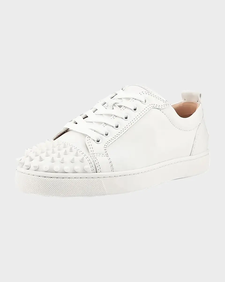 Christian Louboutin Men's Louis Junior Spikes Leather Low-Top Sneakers | Thumbnail 2