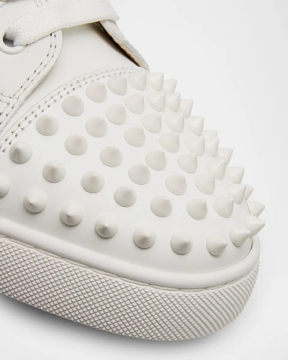 Christian Louboutin Men's Louis Junior Spikes Leather Low-Top Sneakers | Thumbnail 4
