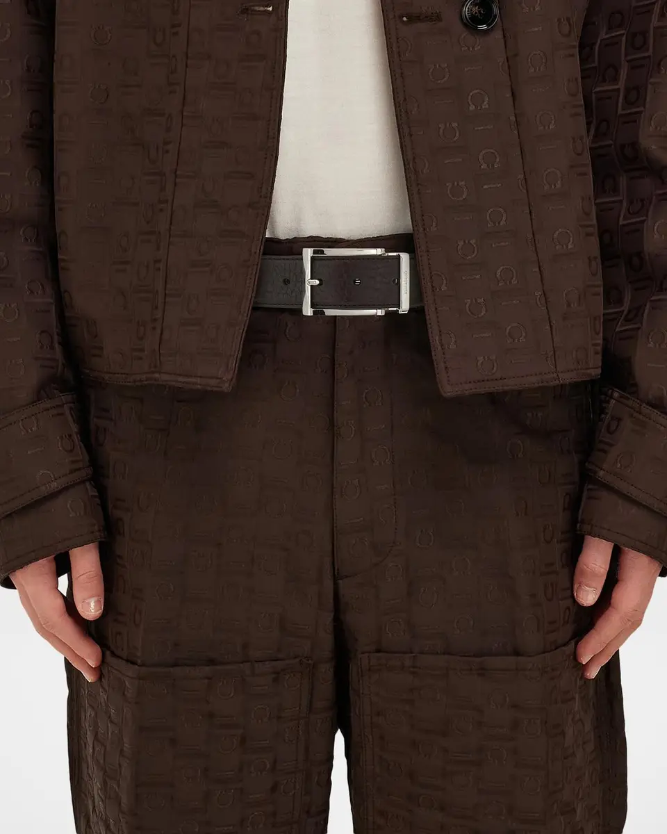 Ferragamo Men's Double Adjustable Leather Belt | Thumbnail 2
