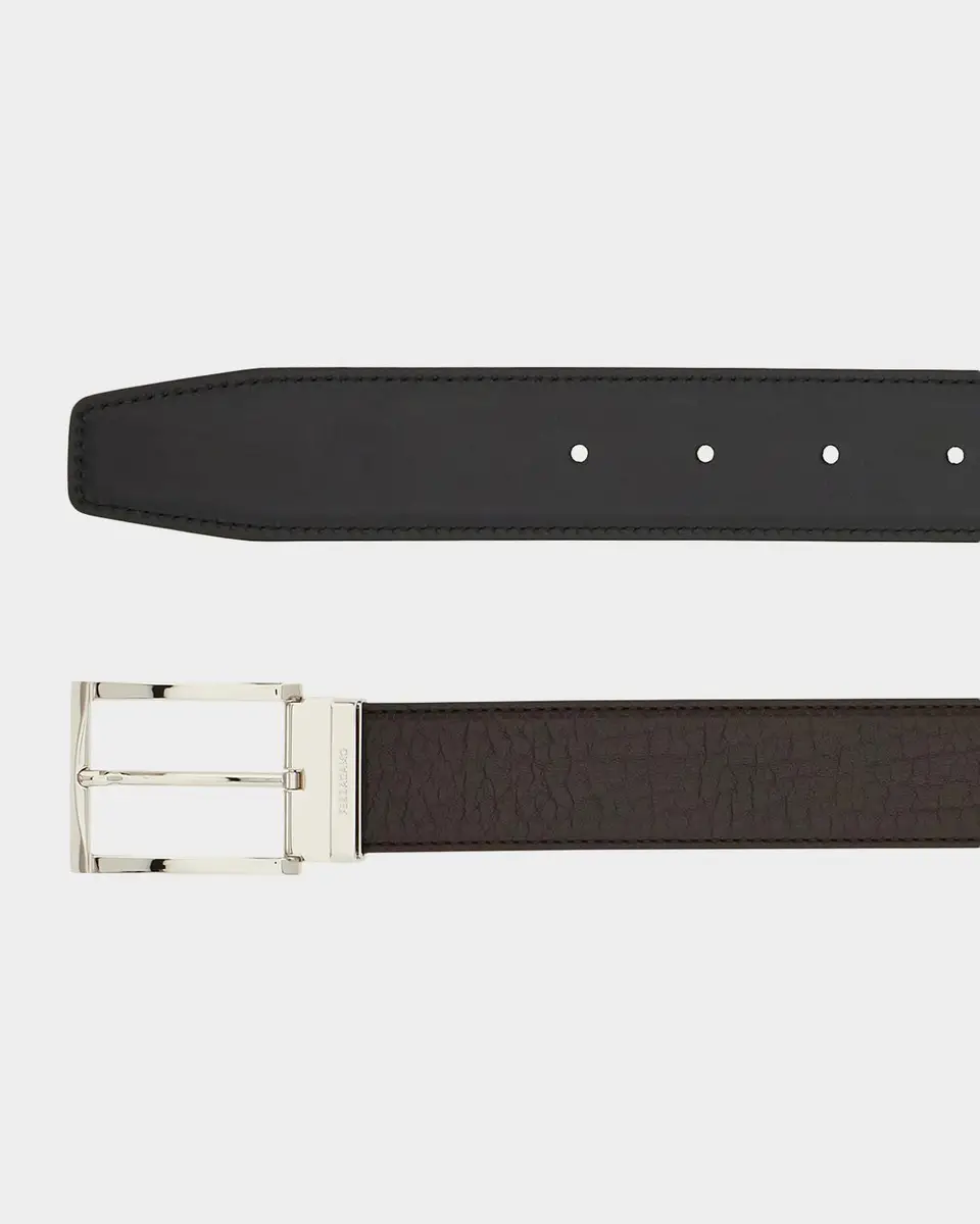 Ferragamo Men's Double Adjustable Leather Belt | Thumbnail 3