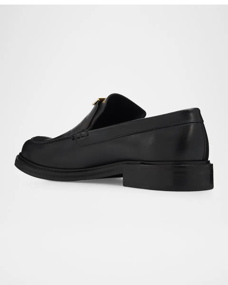 MOSCHINO Men's Logo Plaque Leather Loafers | Thumbnail 4