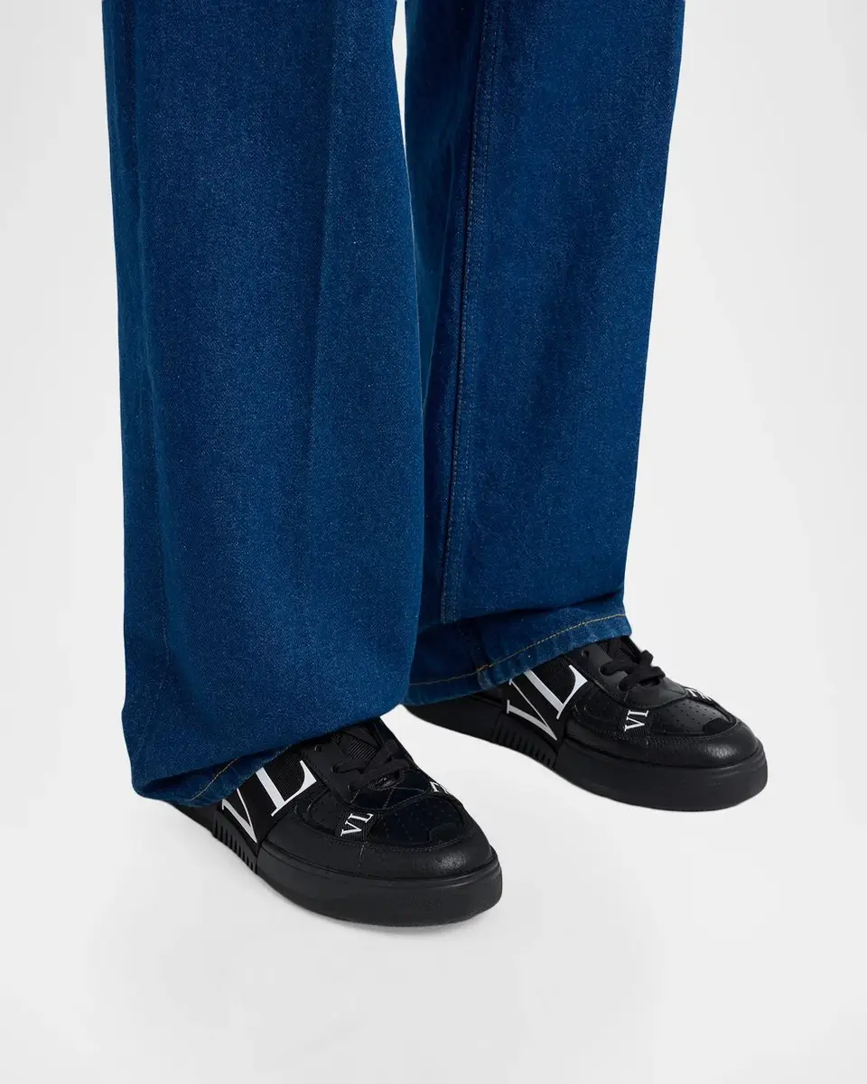 Valentino Garavani Men's VL7N Logo-Web Leather Sneakers | Thumbnail 2 Valentino Garavani Men's VL7N Logo-Web Leather Sneakers | Thumbnail 2