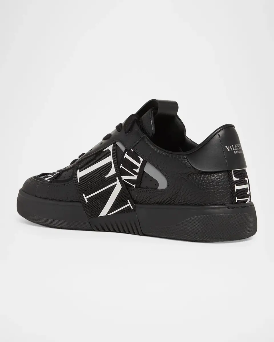 Valentino Garavani Men's VL7N Logo-Web Leather Sneakers | Thumbnail 4 Valentino Garavani Men's VL7N Logo-Web Leather Sneakers | Thumbnail 4