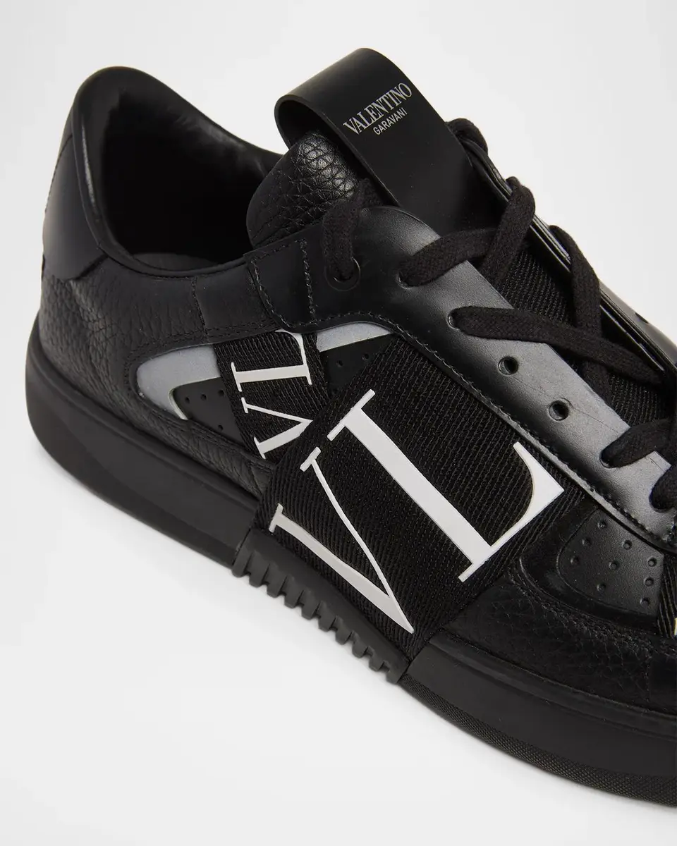 Valentino Garavani Men's VL7N Logo-Web Leather Sneakers | Thumbnail 6 Valentino Garavani Men's VL7N Logo-Web Leather Sneakers | Thumbnail 6