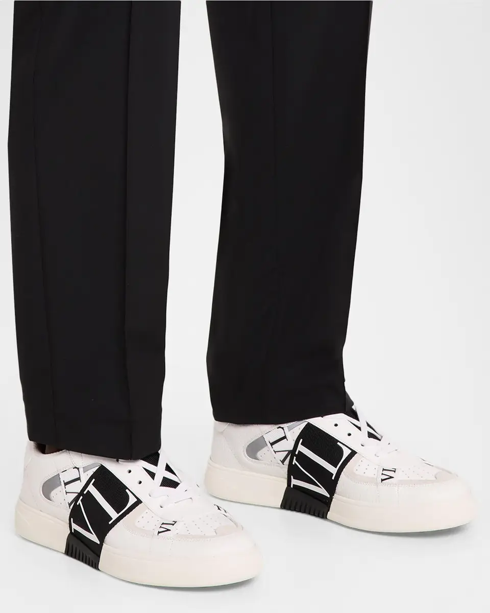 Valentino Garavani Men's VL7N Logo-Web Leather Sneakers | Thumbnail 2 Valentino Garavani Men's VL7N Logo-Web Leather Sneakers | Thumbnail 2