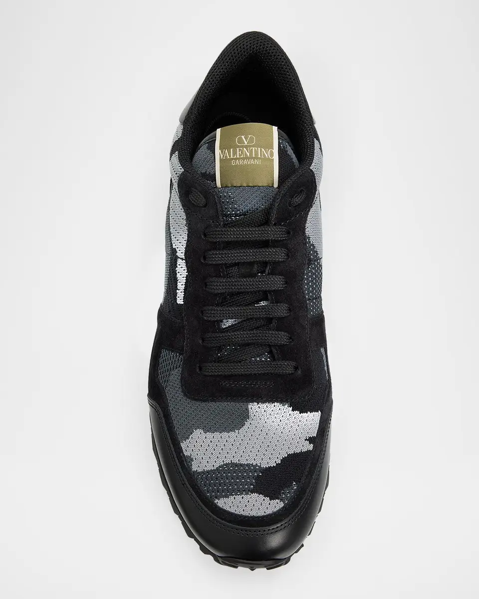 Valentino Garavani Men's Rockrunner Mesh Camouflage Sneakers | Thumbnail 6