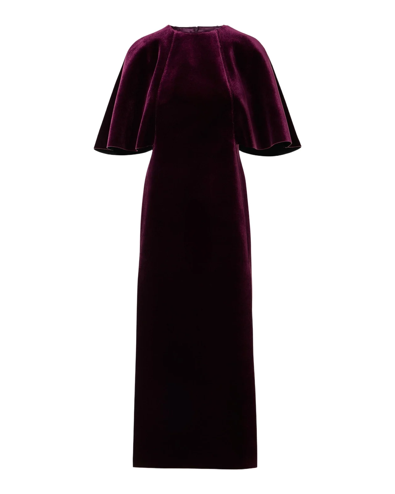 Cape-Sleeve Velvet Neoprene Midi Dress
