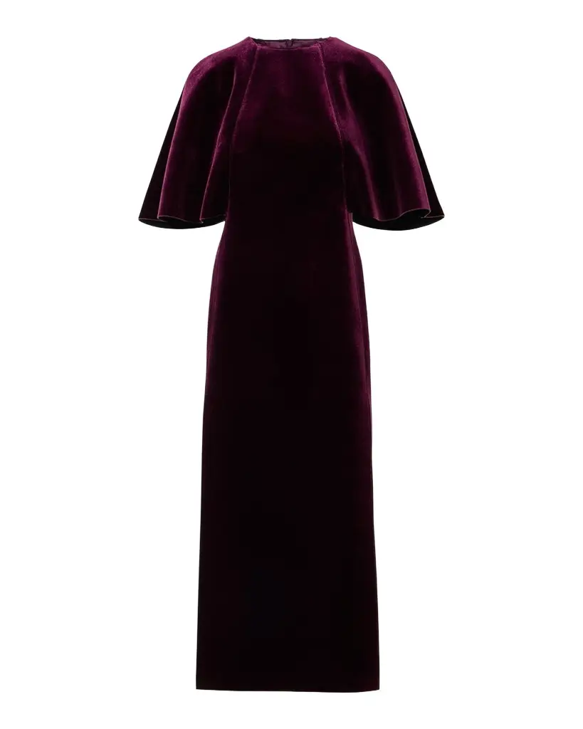 Akris Cape-Sleeve Velvet Neoprene Midi Dress | Image 1 Akris Cape-Sleeve Velvet Neoprene Midi Dress | Image 1