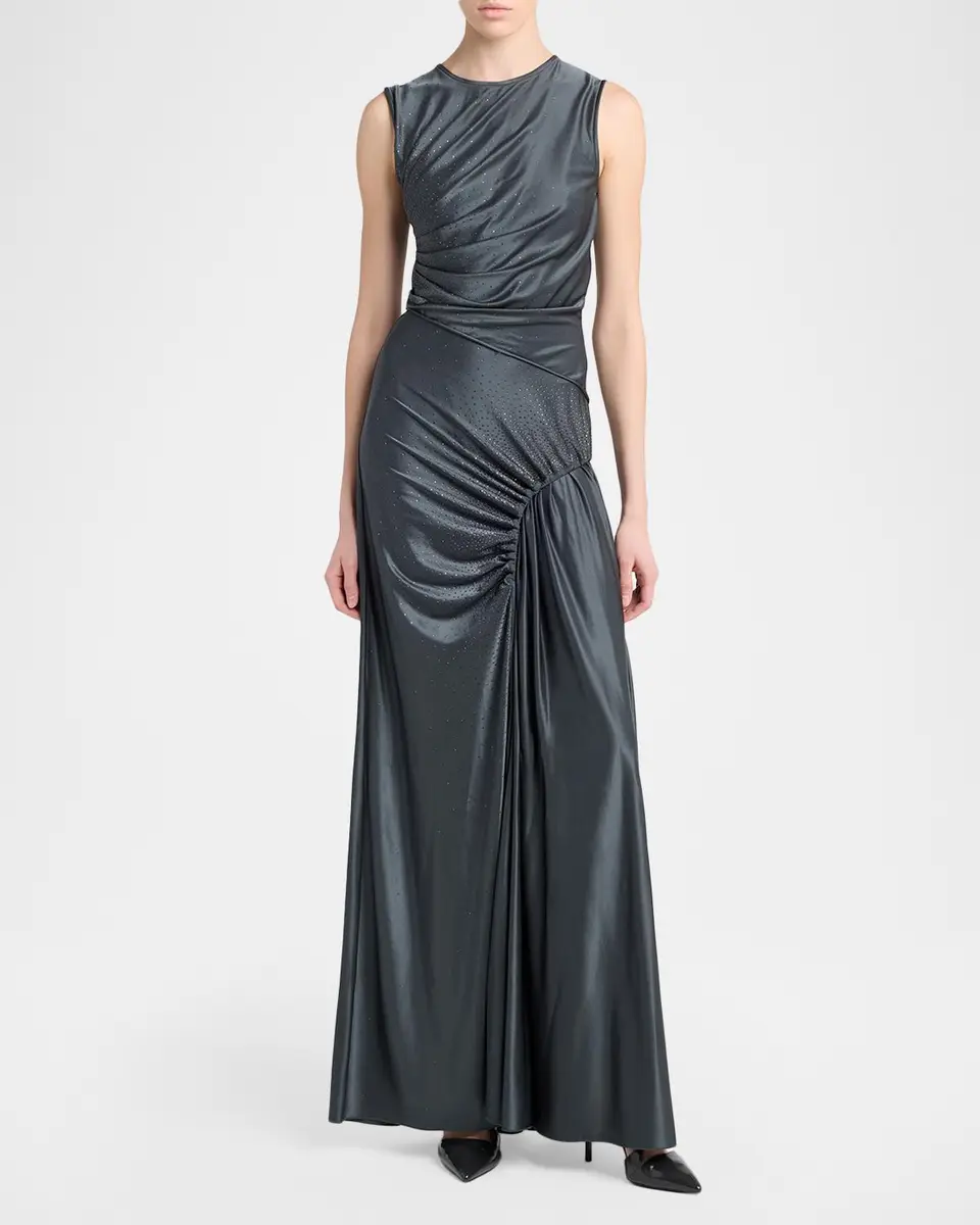 Giorgio Armani Embellished Ruched Long Sleeveless Dress | Thumbnail 2