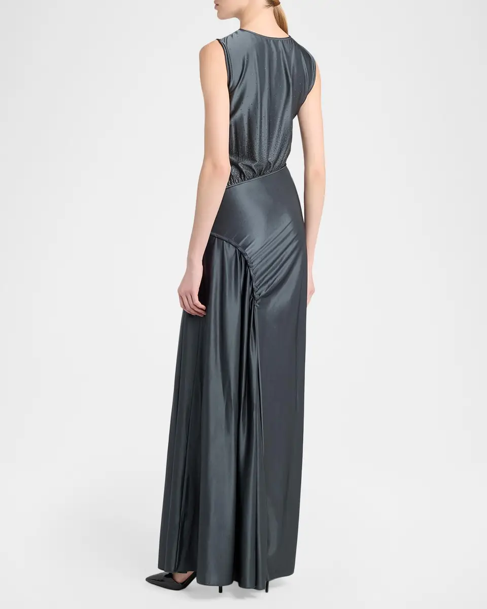 Giorgio Armani Embellished Ruched Long Sleeveless Dress | Thumbnail 3