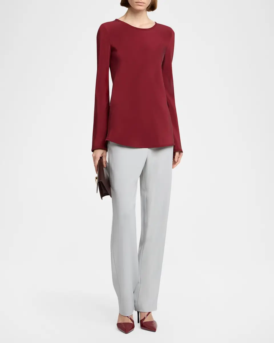 Giorgio Armani Long-Sleeve Silk Stretch Shirt | Thumbnail 2 Giorgio Armani Long-Sleeve Silk Stretch Shirt | Thumbnail 2