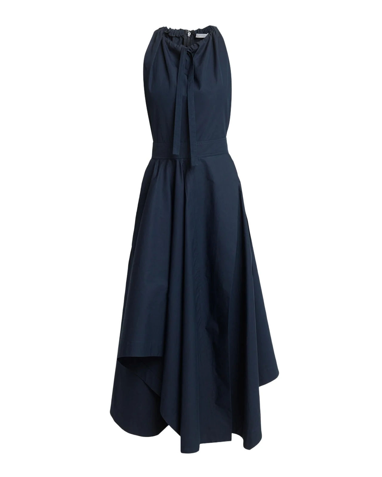 Givenchy Asymmetric Cotton Poplin Sleeveless Midi Dress