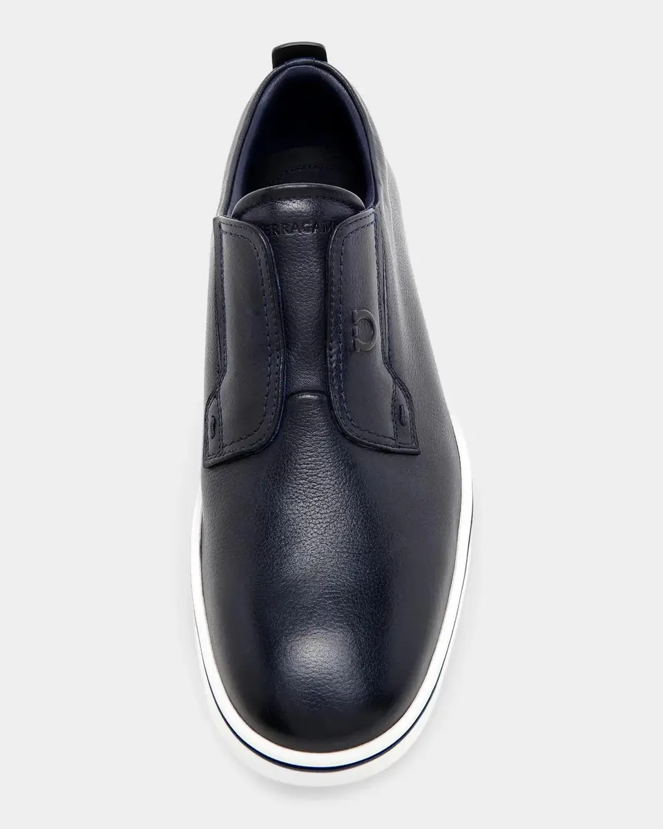 Ferragamo Men's Alfievit Leather Slip-On Sneakers | Thumbnail 4