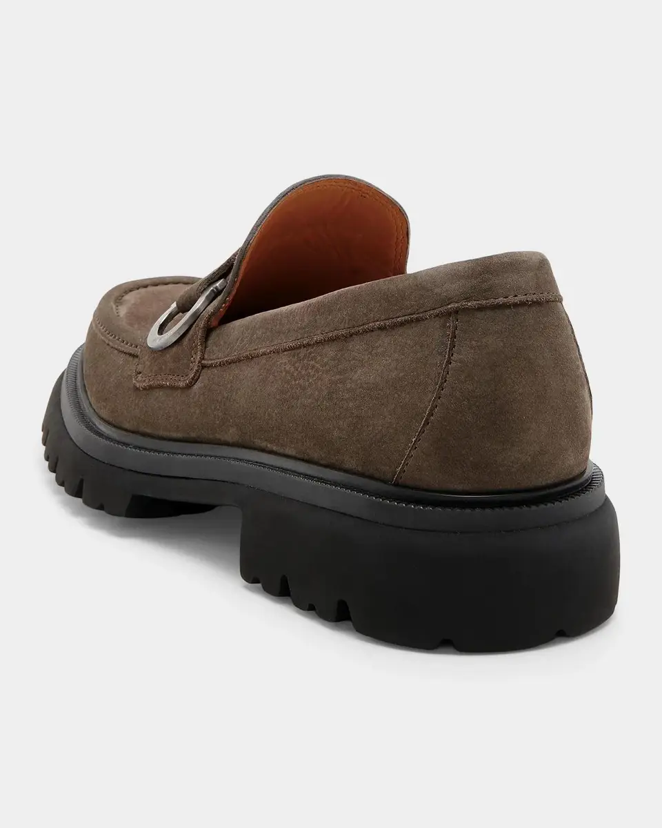 Ferragamo Men's Andover Suede Lug-Sole Loafers | Thumbnail 2