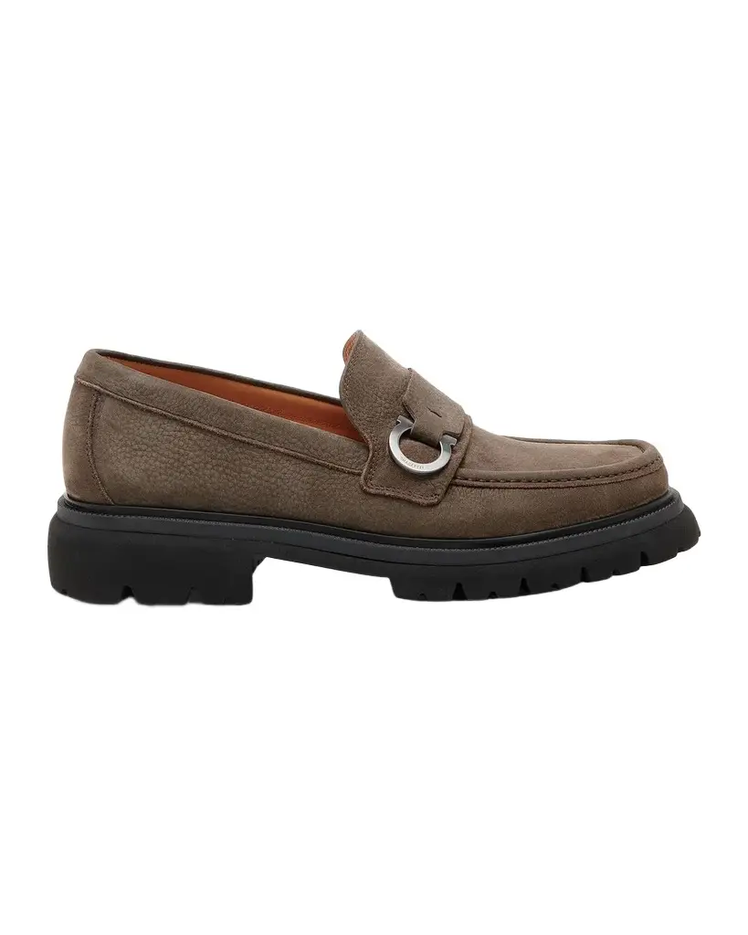 Ferragamo Men's Andover Suede Lug-Sole Loafers