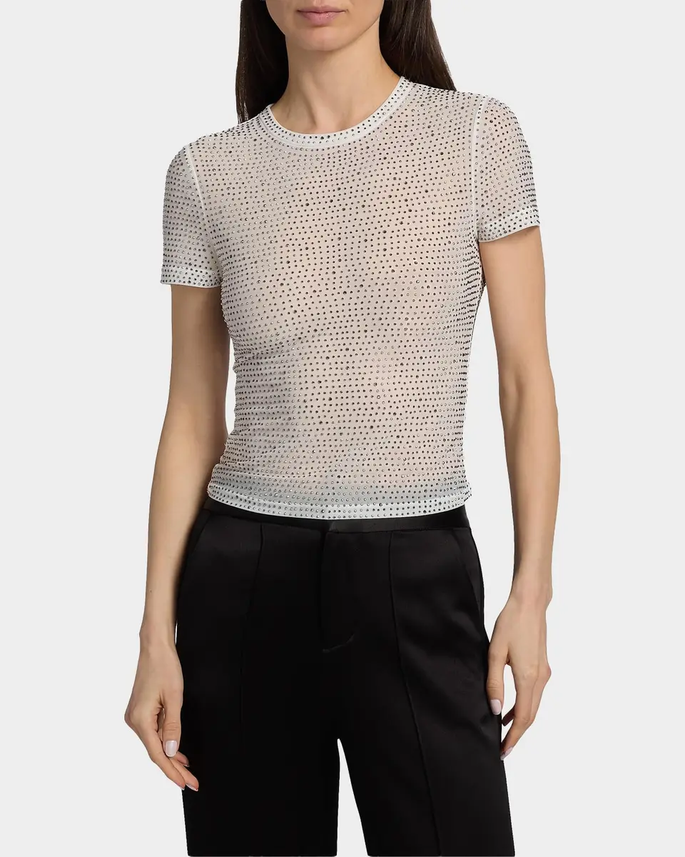 Alice + Olivia Tess Crystal-Embellished T-Shirt | Thumbnail 4