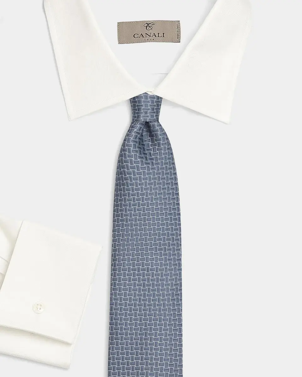 Canali Men's Basket-Weave Jacquard Silk Tie | Thumbnail 2