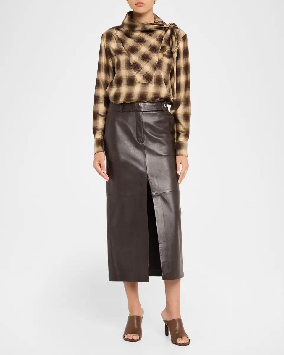 Co Double-Slit Leather Midi Pencil Skirt | Thumbnail 2 Co Double-Slit Leather Midi Pencil Skirt | Thumbnail 2