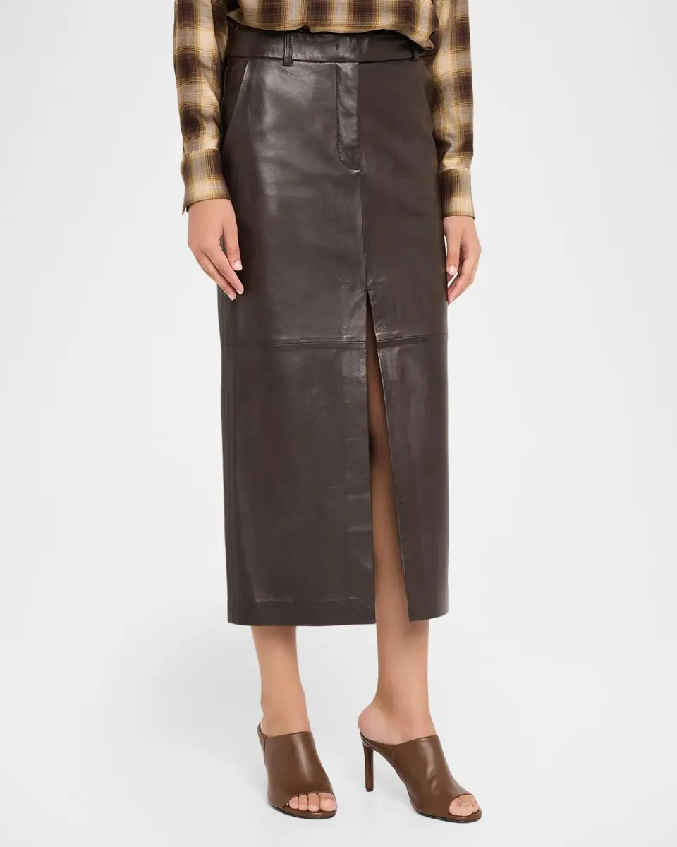 Co Double-Slit Leather Midi Pencil Skirt | Thumbnail 4 Co Double-Slit Leather Midi Pencil Skirt | Thumbnail 4