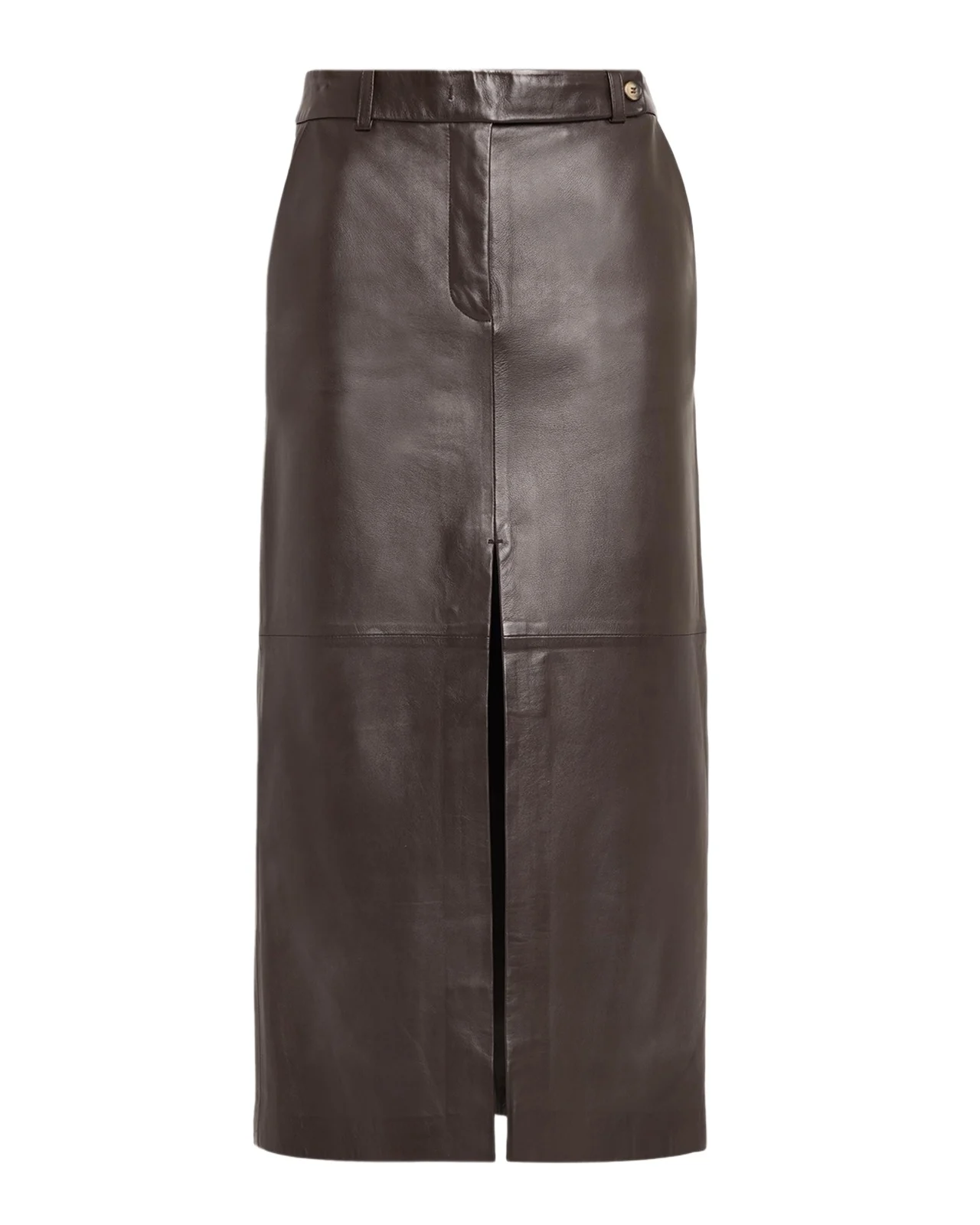 Double-Slit Leather Midi Pencil Skirt Double-Slit Leather Midi Pencil Skirt