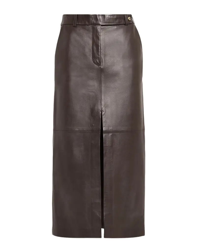 Co Double-Slit Leather Midi Pencil Skirt | Image 1 Co Double-Slit Leather Midi Pencil Skirt | Image 1