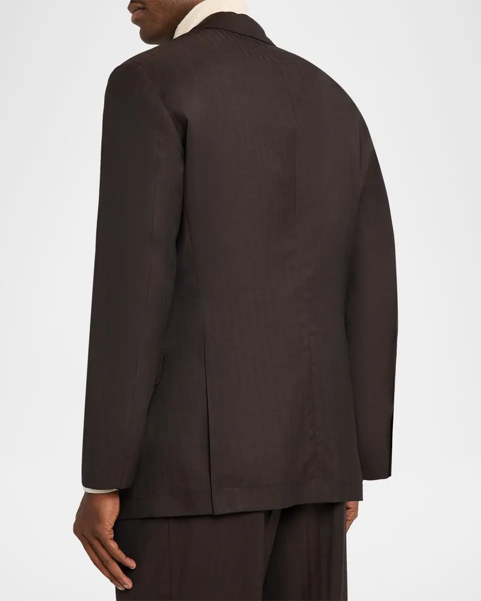 Brunello Cucinelli Men's Wool and Cashmere Chevron Double-Breasted Suit | Thumbnail 5 Brunello Cucinelli Men's Wool and Cashmere Chevron Double-Breasted Suit | Thumbnail 5