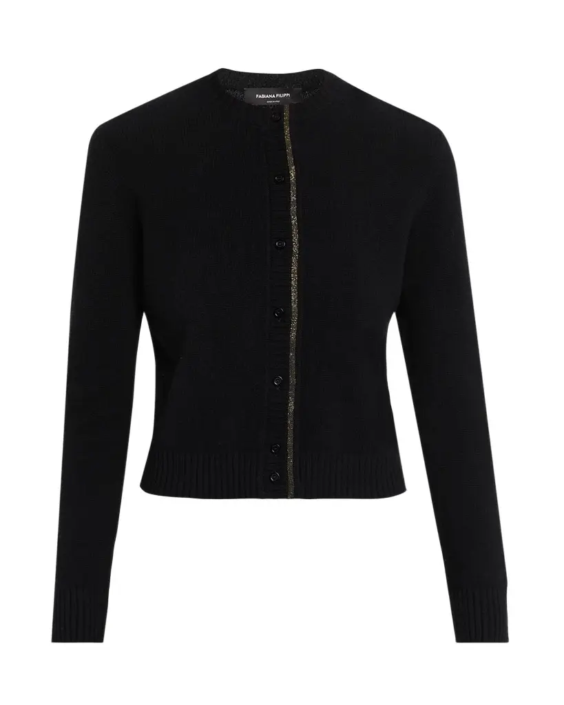 Fabiana Filippi Shimmer-Trim Knit Cardigan | Image 1 Fabiana Filippi Shimmer-Trim Knit Cardigan | Image 1