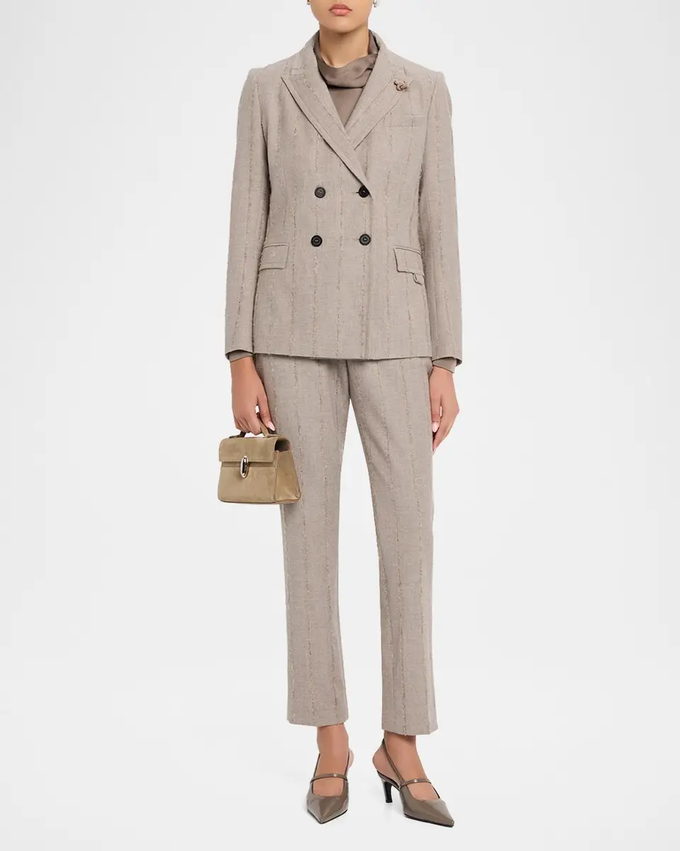 Fabiana Filippi Double-Breasted Pinstripe Flannel Blazer | Thumbnail 2