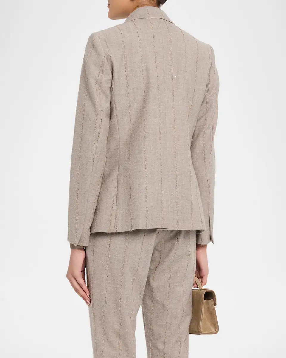 Fabiana Filippi Double-Breasted Pinstripe Flannel Blazer | Thumbnail 3
