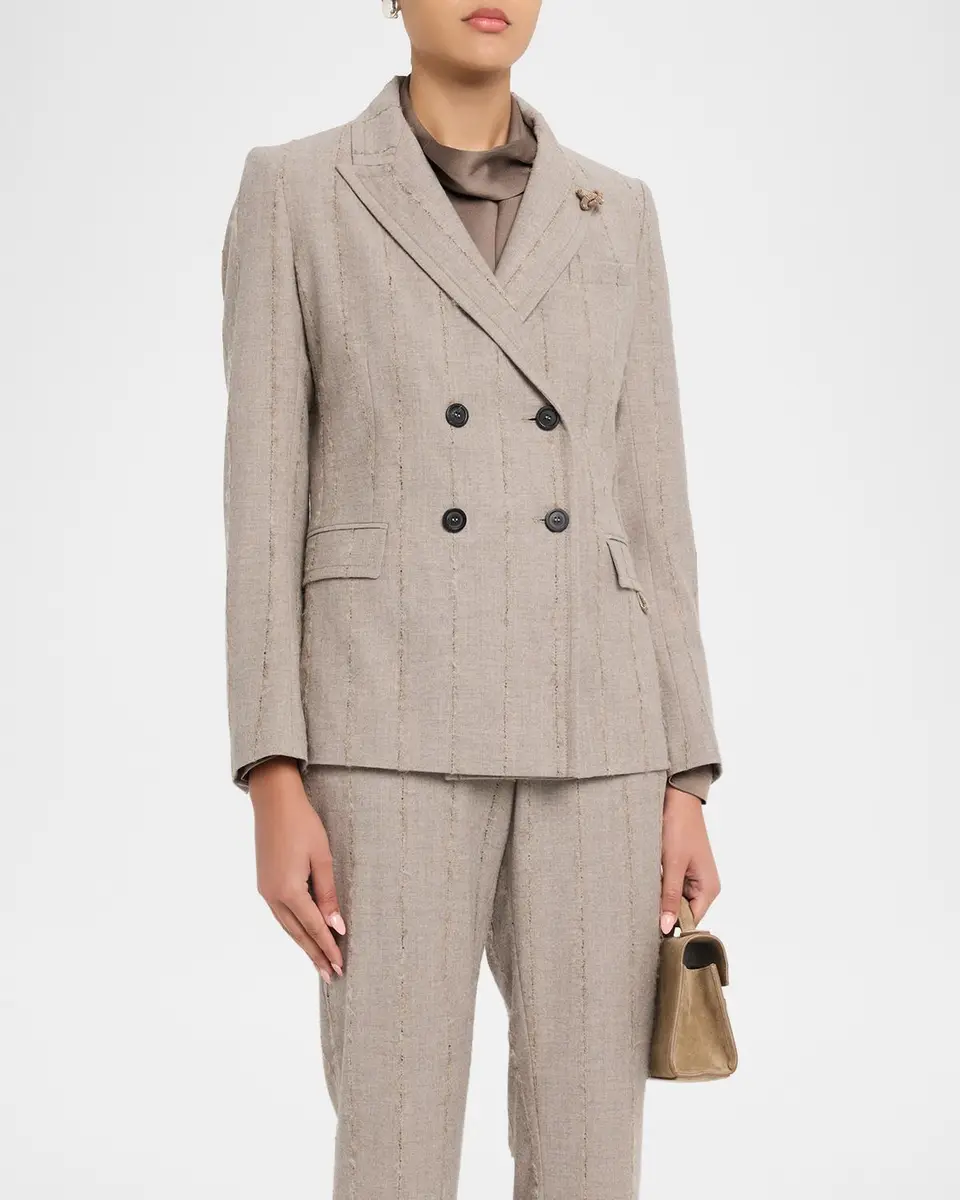 Fabiana Filippi Double-Breasted Pinstripe Flannel Blazer | Thumbnail 4