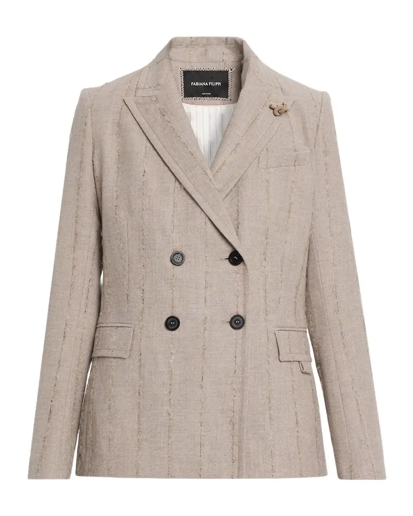 Fabiana Filippi Double-Breasted Pinstripe Flannel Blazer | Image 1 Fabiana Filippi Double-Breasted Pinstripe Flannel Blazer | Image 1
