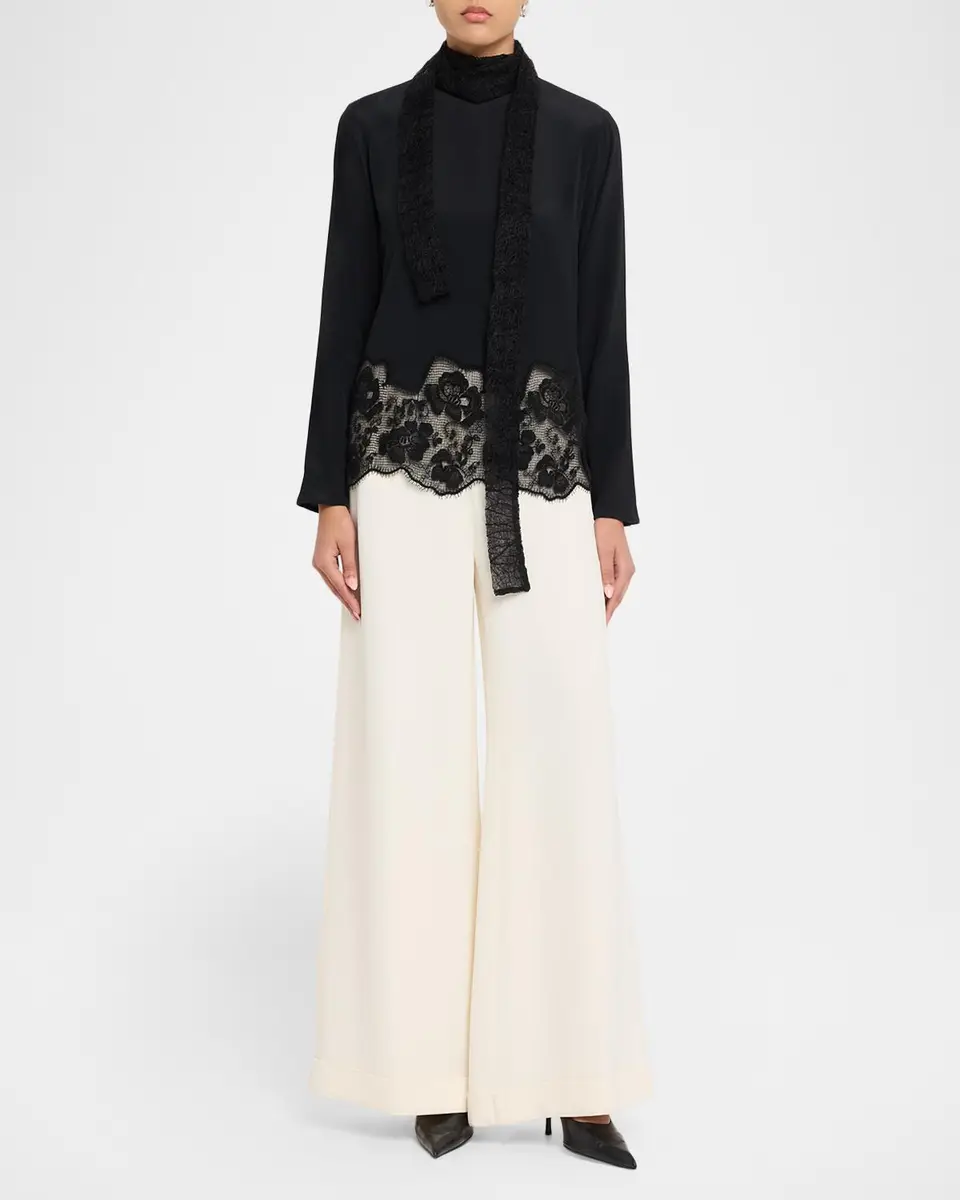 Fabiana Filippi Lace-Trim Crepe De Chine Blouse | Thumbnail 2