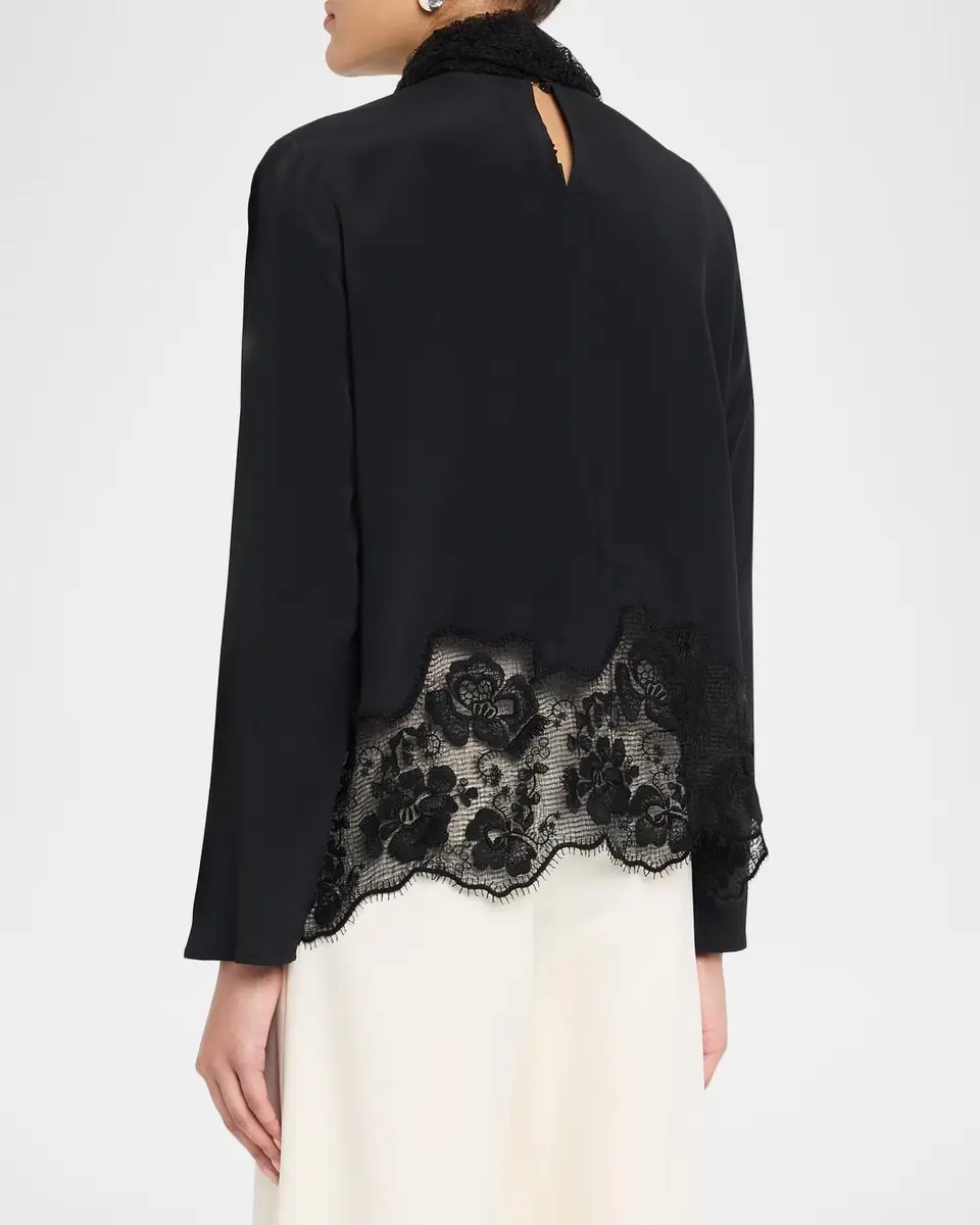 Fabiana Filippi Lace-Trim Crepe De Chine Blouse | Thumbnail 3