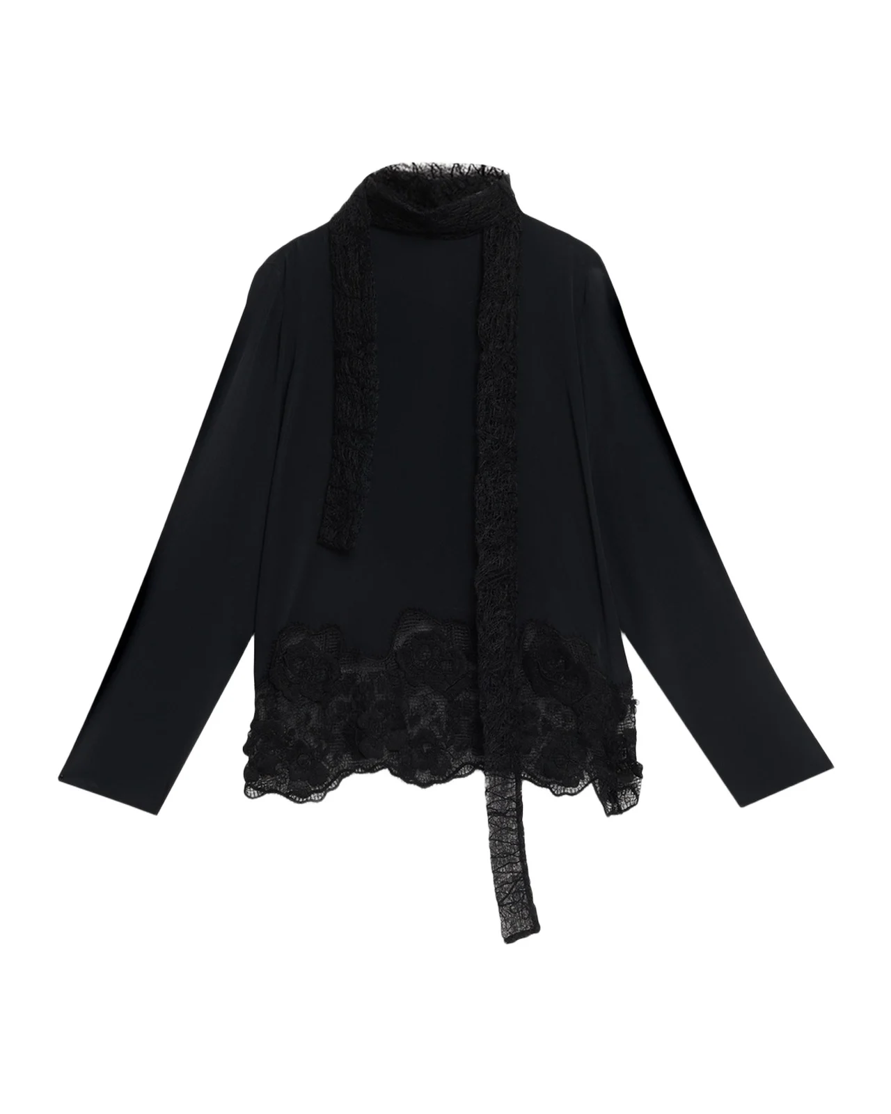 Lace-Trim Crepe De Chine Blouse
