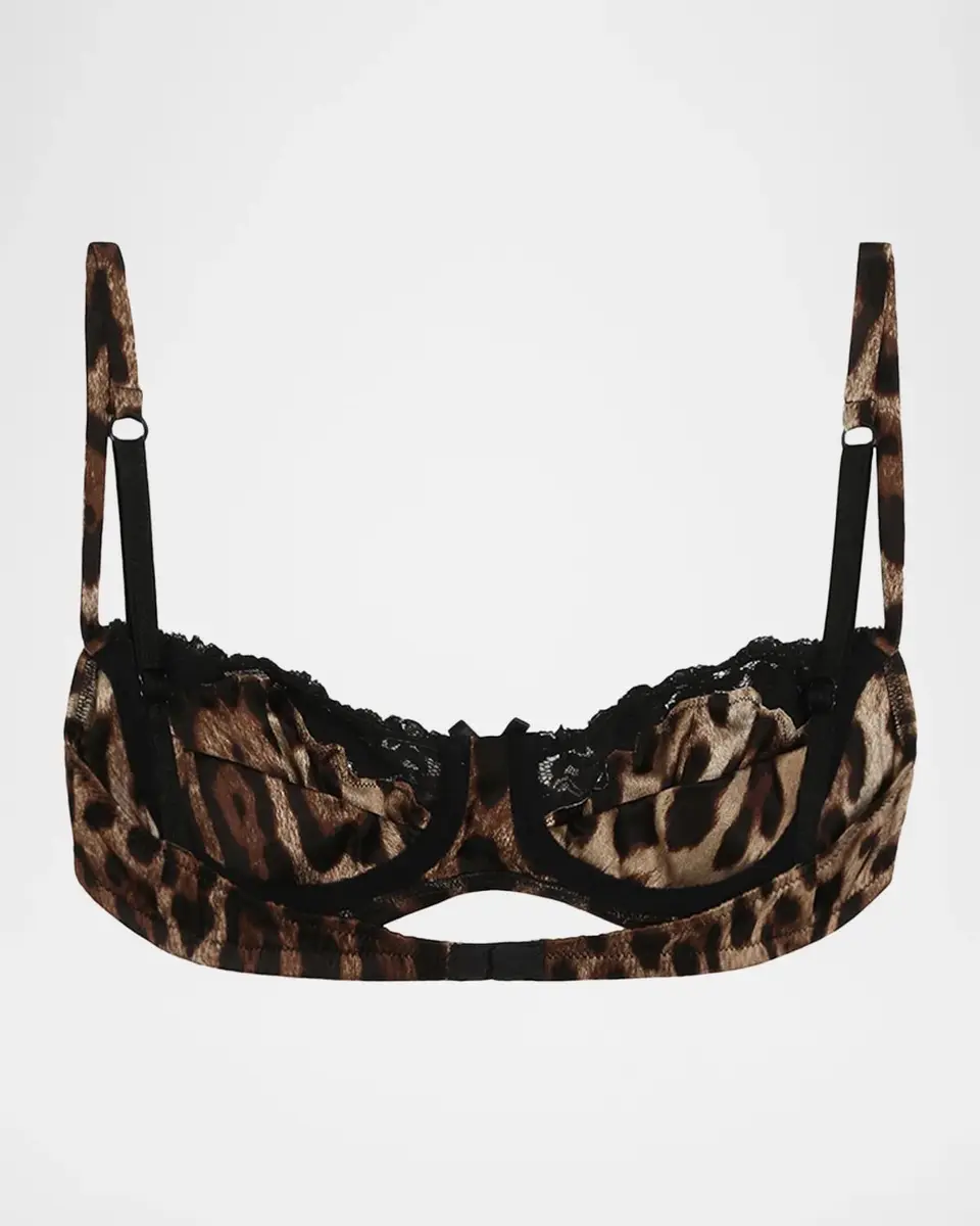 Dolce & Gabbana Leopard-Print Lace & Satin Balconette Bra | Thumbnail 2 Dolce & Gabbana Leopard-Print Lace & Satin Balconette Bra | Thumbnail 2