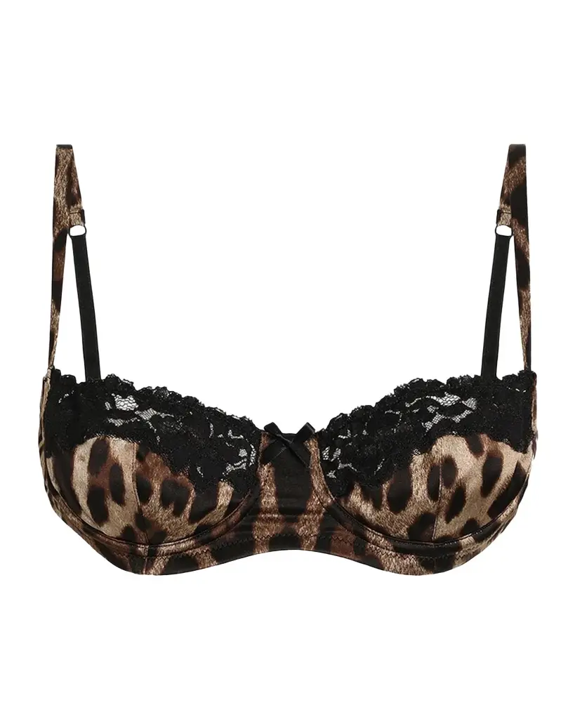 Dolce & Gabbana Leopard-Print Lace & Satin Balconette Bra | Image 1 Dolce & Gabbana Leopard-Print Lace & Satin Balconette Bra | Image 1