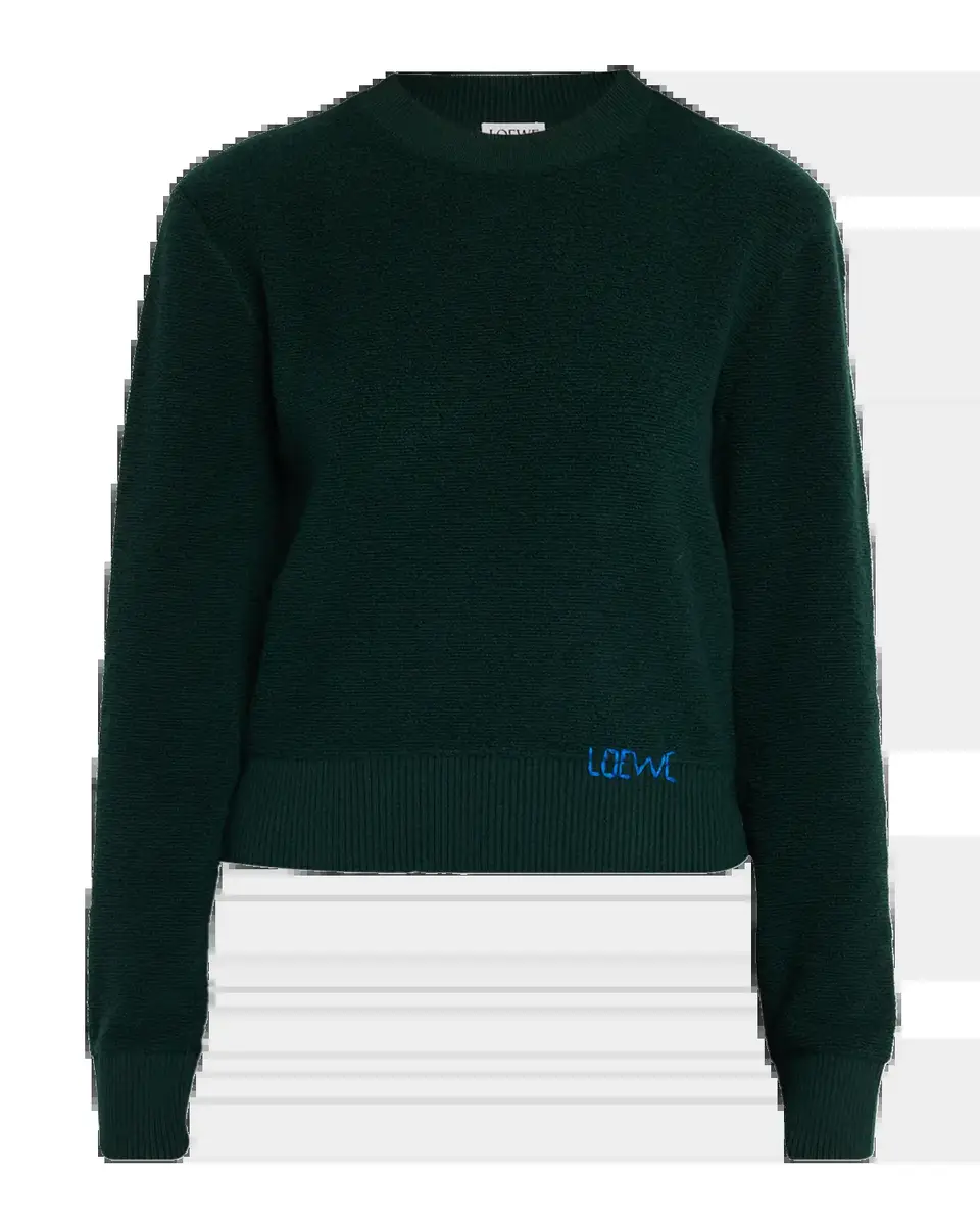 Loewe Logo Embroidered Wool Crewneck Sweater | Thumbnail 2 Loewe Logo Embroidered Wool Crewneck Sweater | Thumbnail 2