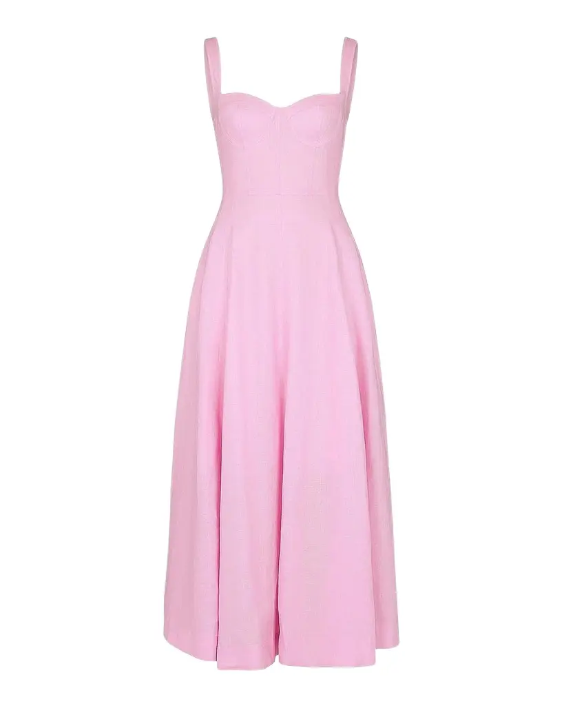 NICHOLAS Anya Sweetheart Linen Midi Dress | Image 1 NICHOLAS Anya Sweetheart Linen Midi Dress | Image 1