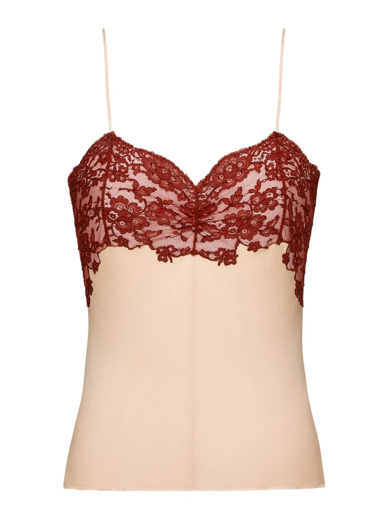 laced camisole in silk satin laced camisole in silk satin